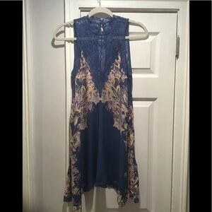 Free People Blue Floral/Lace Print Dress Size XS